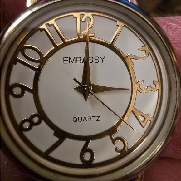 Embassy Gold and White Quartz Watch - Picture 1 of 4